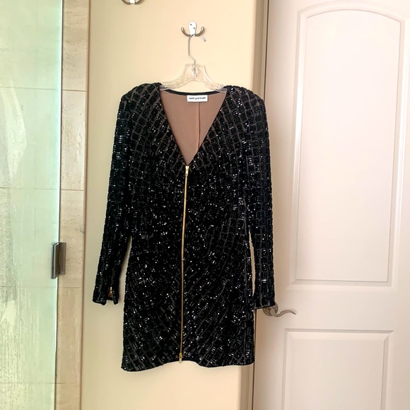 Self portrait black sequin cocktail zip dress, worn once , excellent condition. - Picture 1 of 4